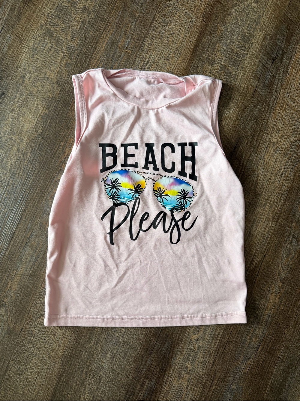 Girls Beach Please Graphic Tank Top | Light Pink | Size 8Y